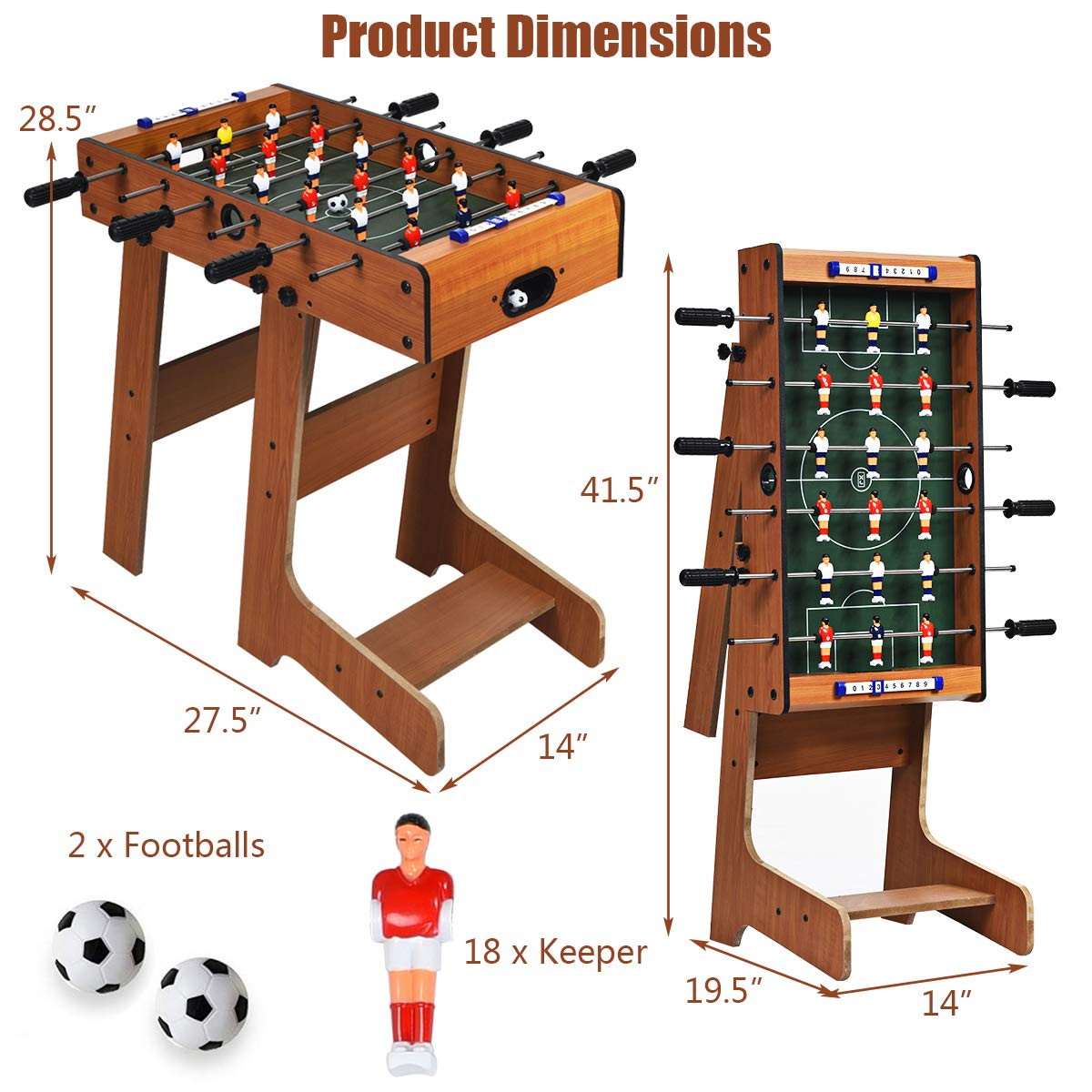 Giantex 27in Football Table w/ 2 Mini Footballs