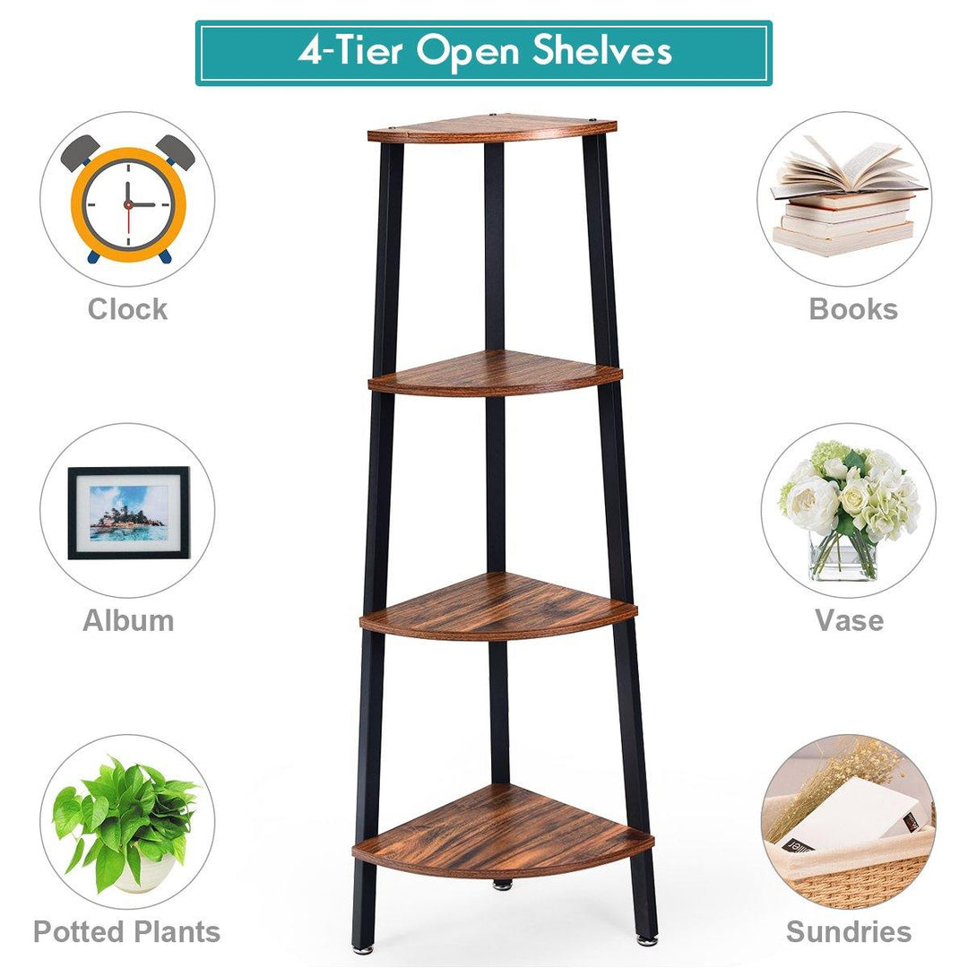 4-Tier Corner Shelf Industrial Multipurpose Bookcase - Giantexus