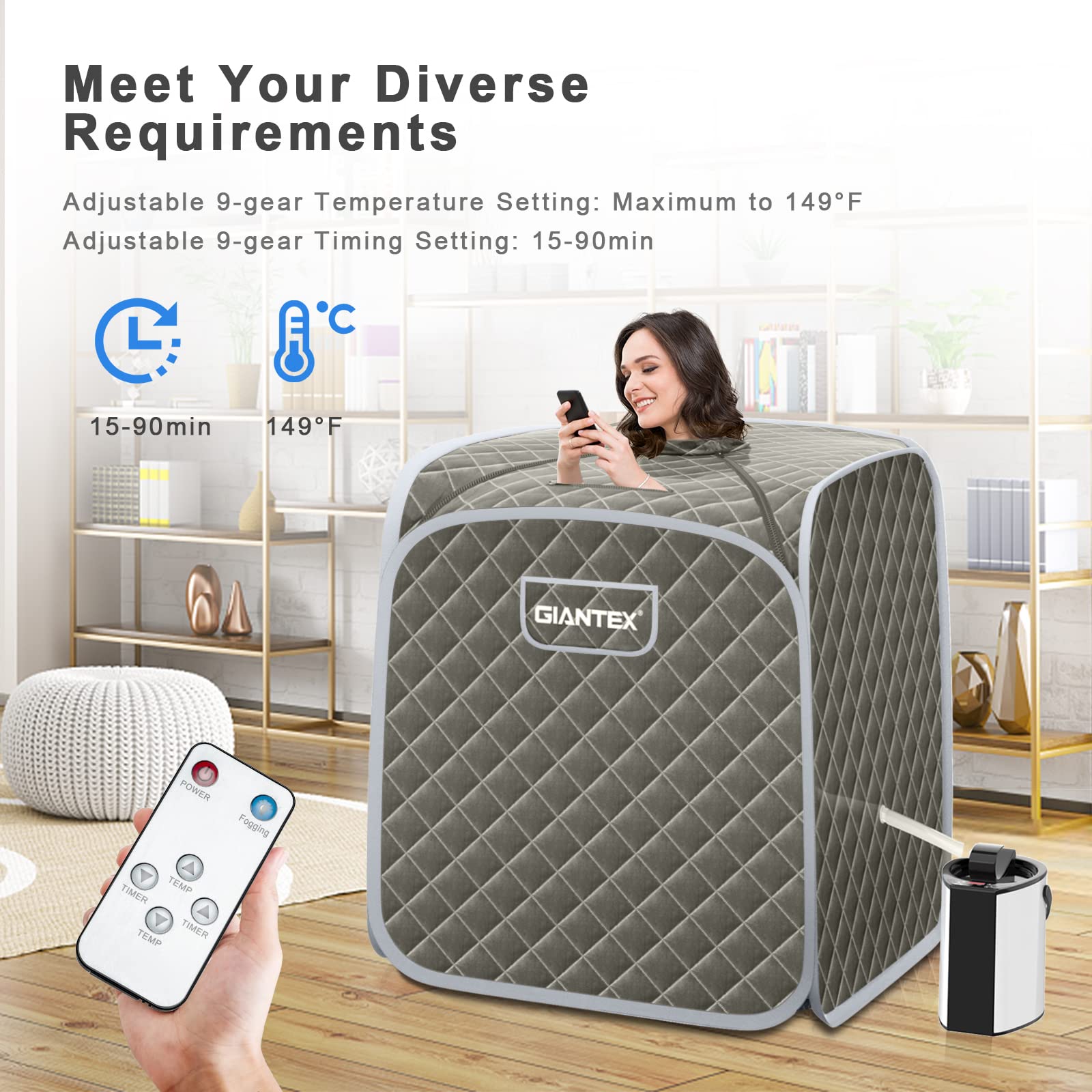 Steam Sauna Portable Therapeutic Sauna 3L Blast-Proof Remote Control