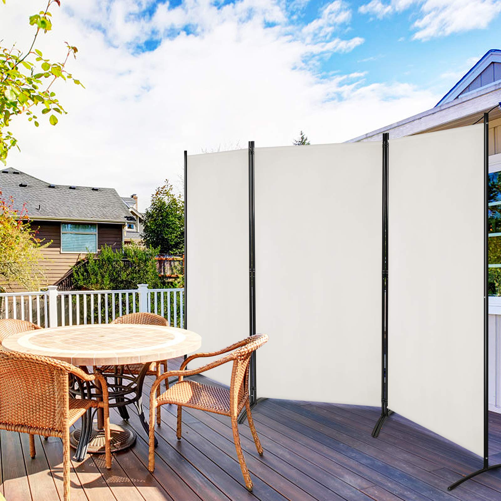 Giantex 6 Ft 3 Panel Room Divider, Folding Portable Privacy Screen w/ Durable Hinges Steel Base