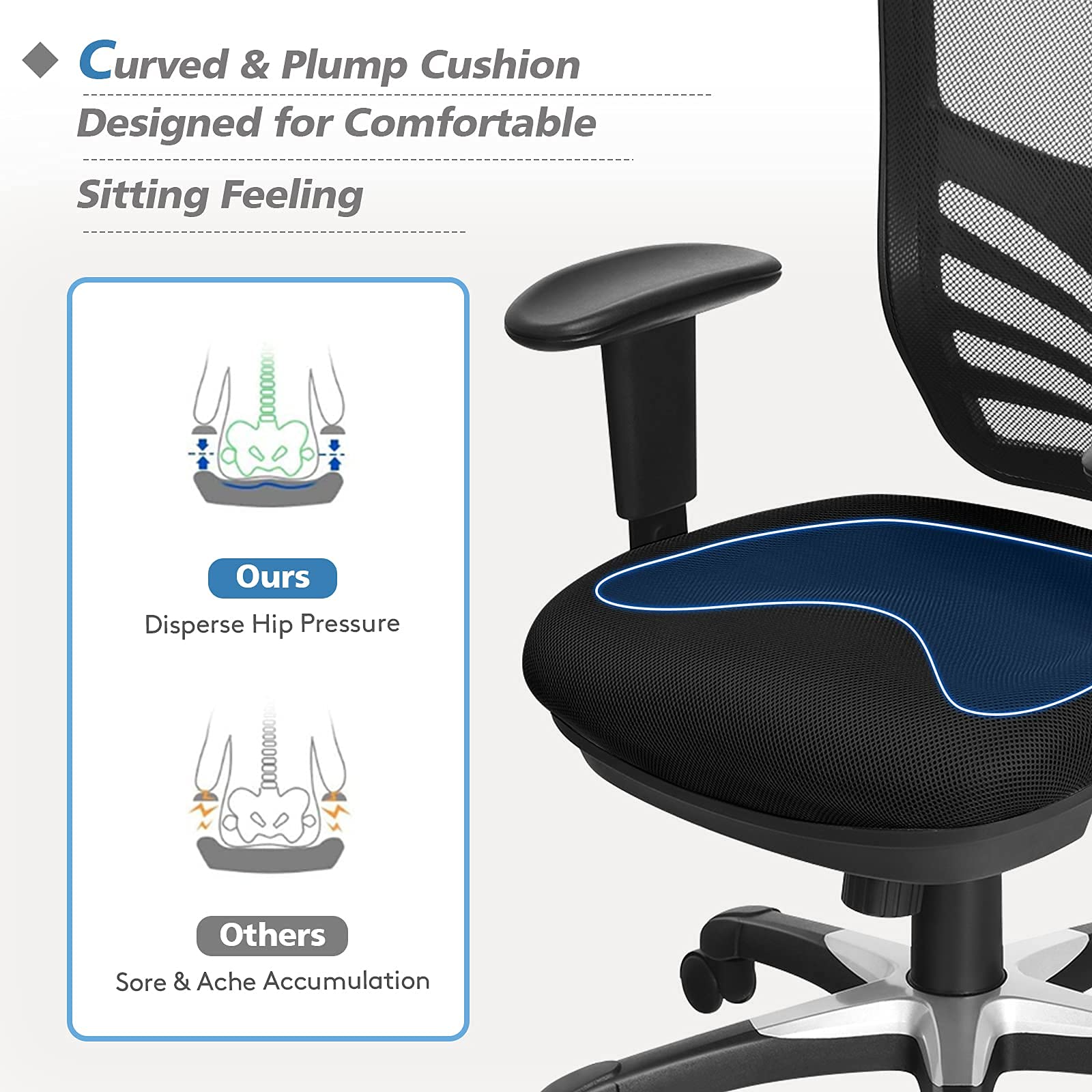 Giantex Seat Tilt Adjustment Office Chair for Working Studying Gaming
