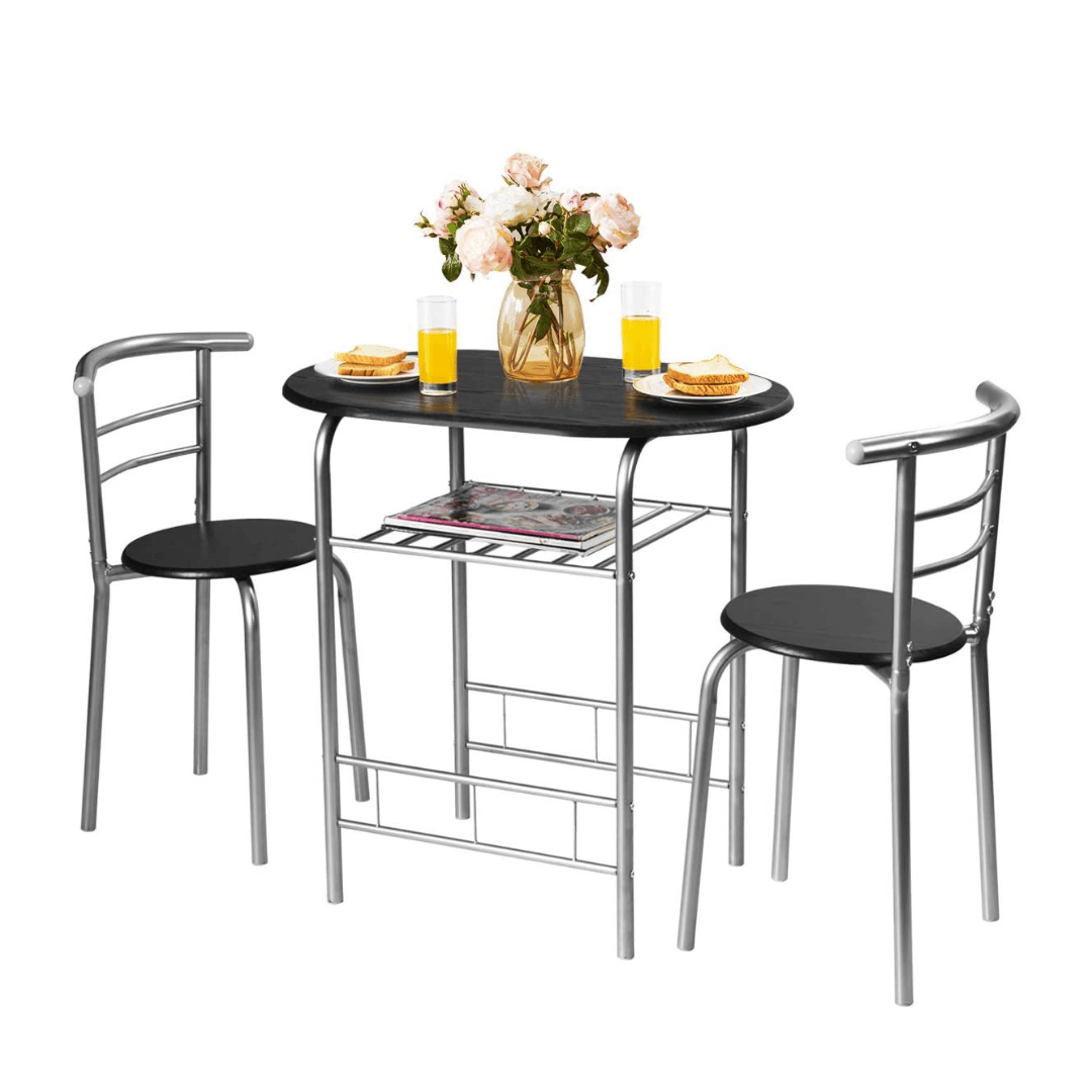 3 Piece Dining Set Compact 2 Chairs and Table - Giantexus