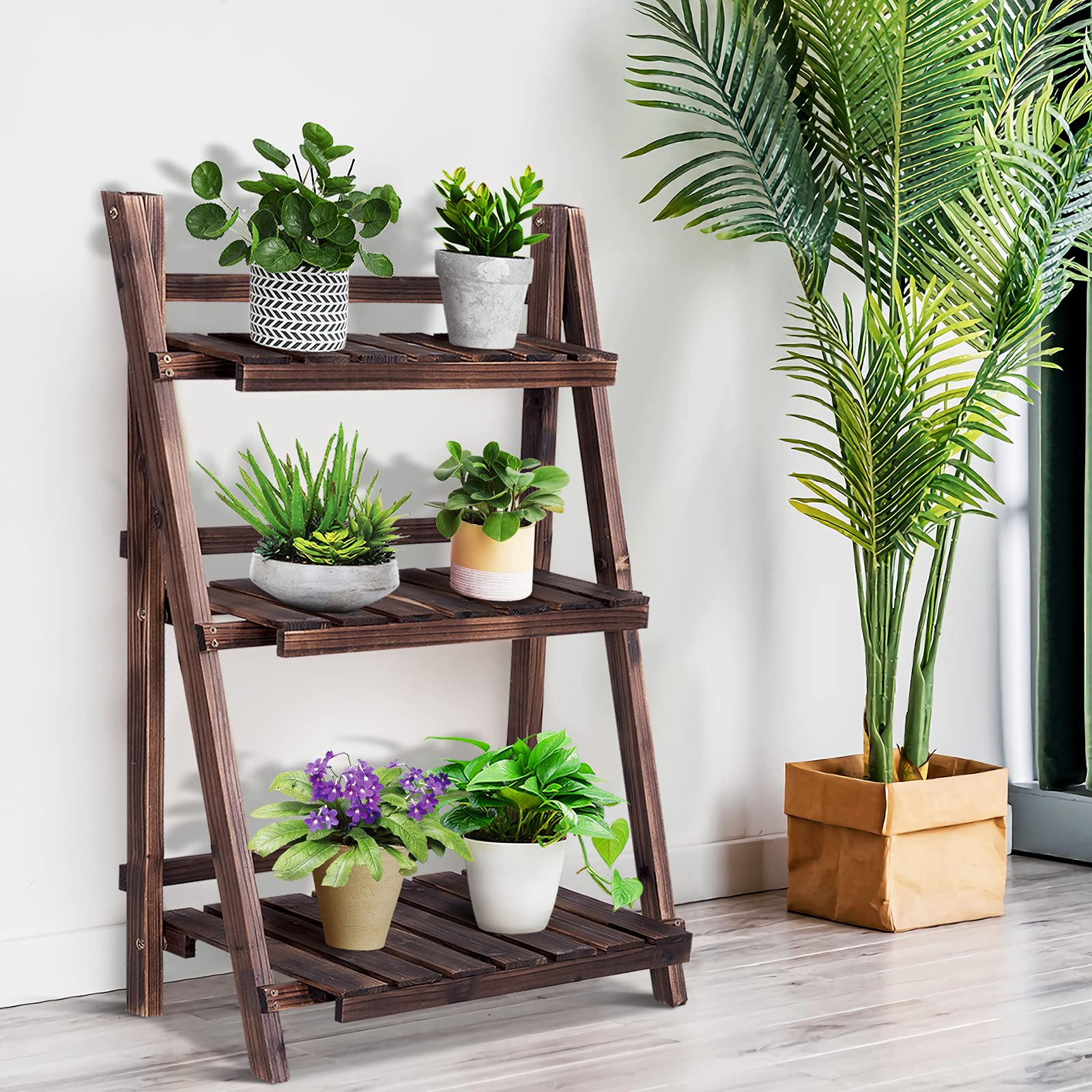 Giantex 3 Tier Folding Wooden Plant Stand