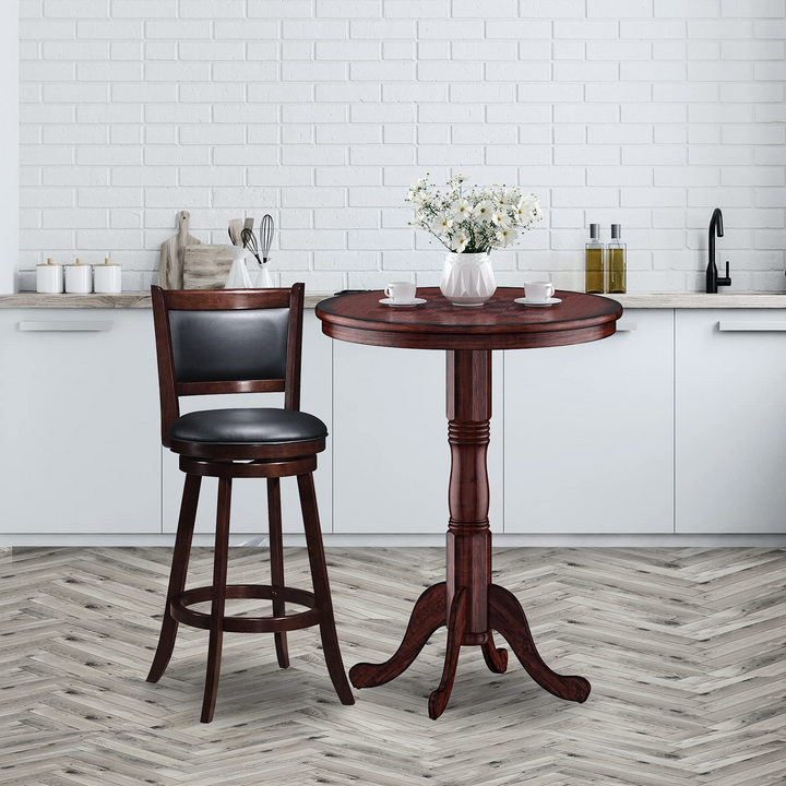 Giantex 5 Pcs Pub Table Set, Wooden Pub Pedestal Side Table w/Stable Base