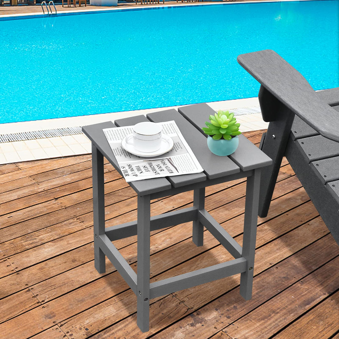Outdoor Side Table, 15 Square Wood End Table with Slatted Design
