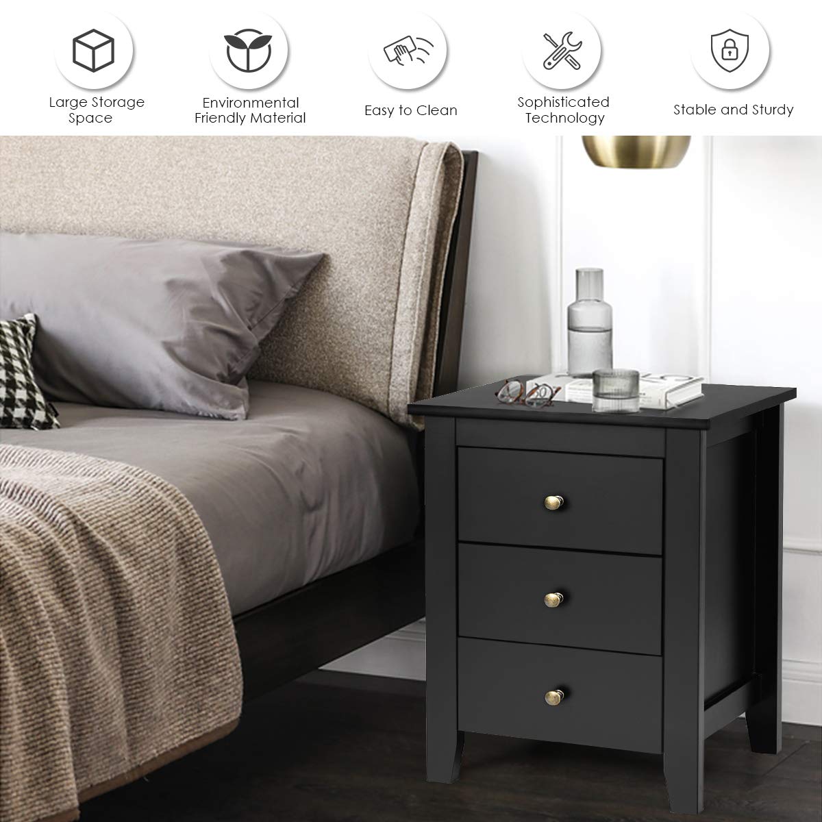 Suitable for Bedroom Bedsides Table Accent Table End Table