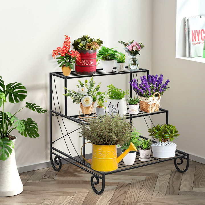 Giantex 3 Tier Metal Plant Stand, Stair Style Flower Pot Holder