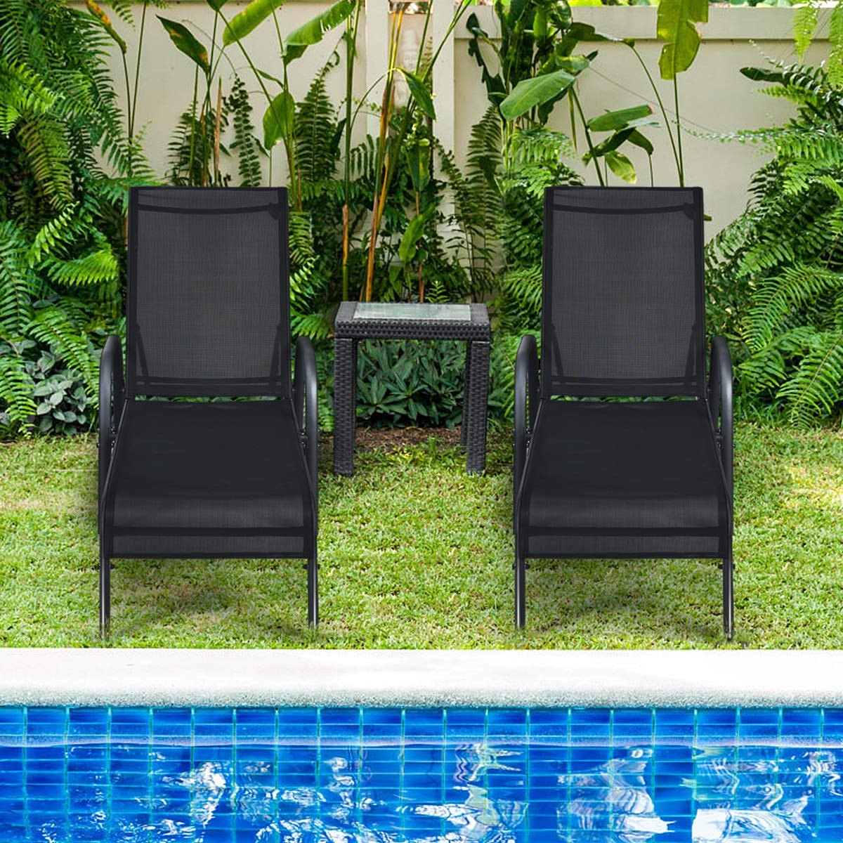 Giantex 2 Pcs Outdoor Chaise Lounge Chair