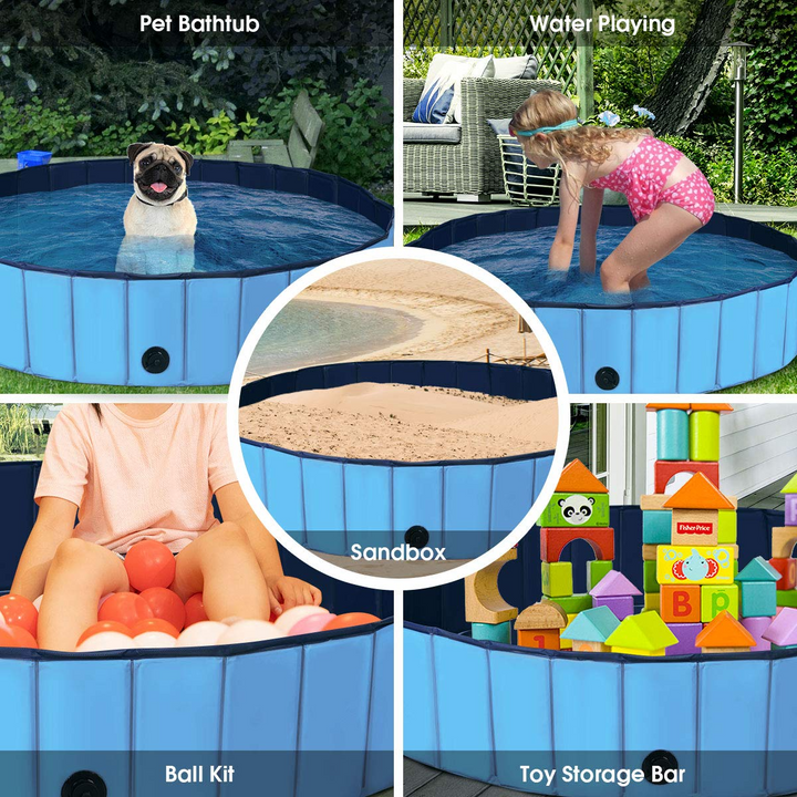 Giantex Foldable Pet Swimming Pool Dog Bath Pool with Anti-Slip Bottom