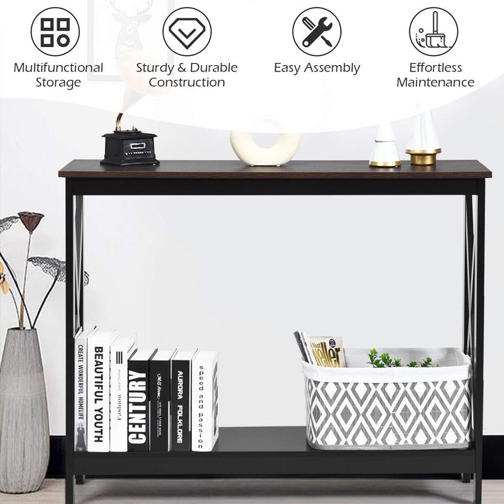 Giantex Console Table 2-Tier with Storage Shelf,X-Design Bookshelf