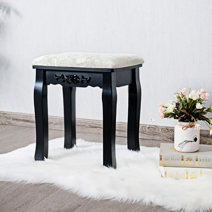 Giantex Vanity Stool Makeup Bench Dressing Stools Retro Wave Foot Floor Pad