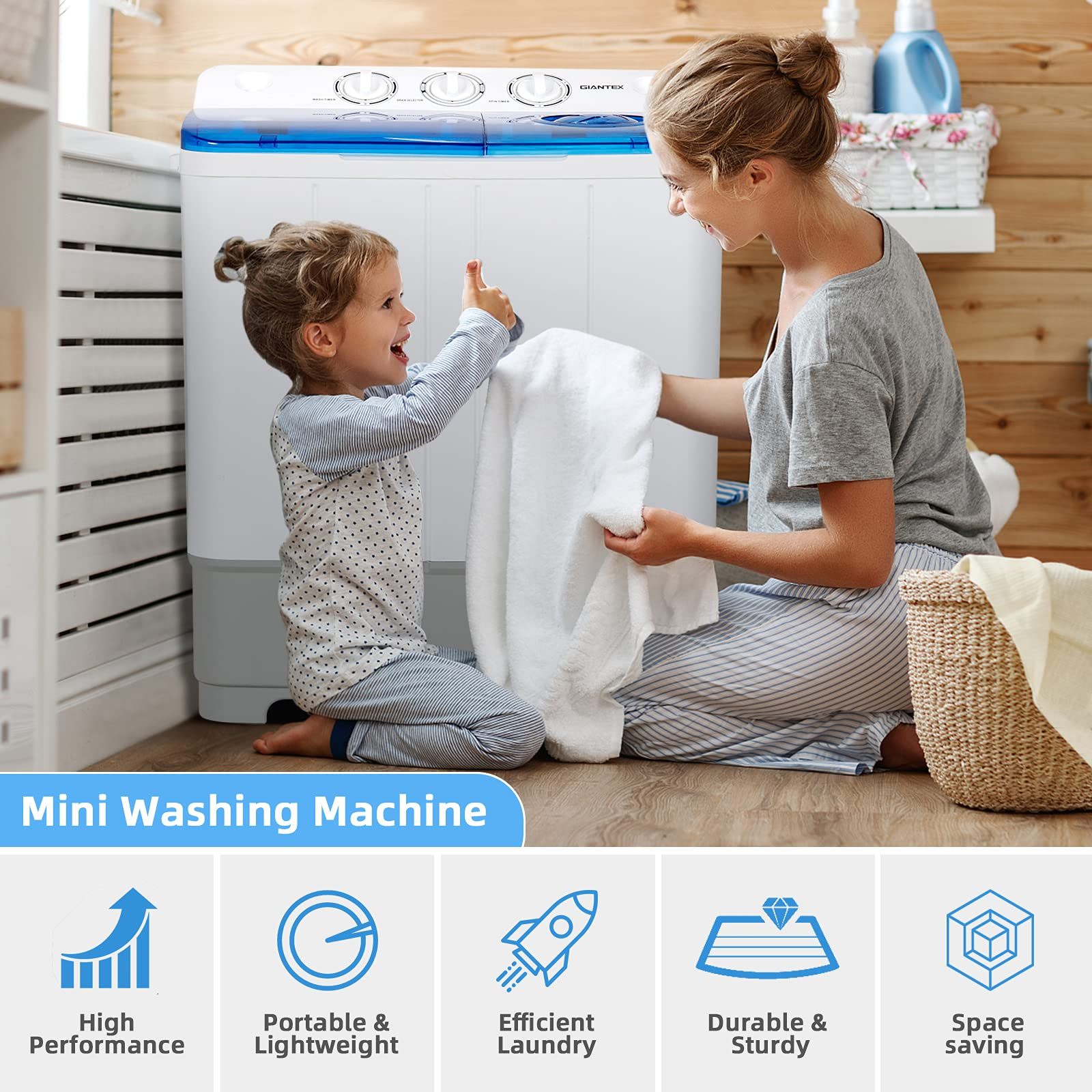 Dorm Apartment Semi-Automatic Twin Tub Mini Washer