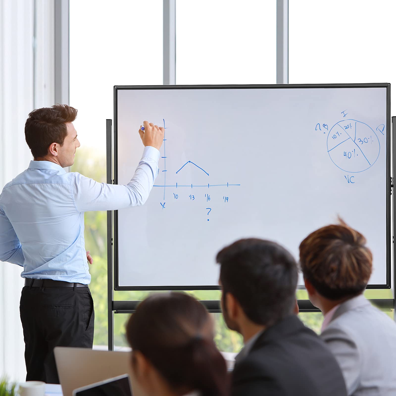 Double-Sided Magnetic Dry Erase Mobile Whiteboard - Giantex