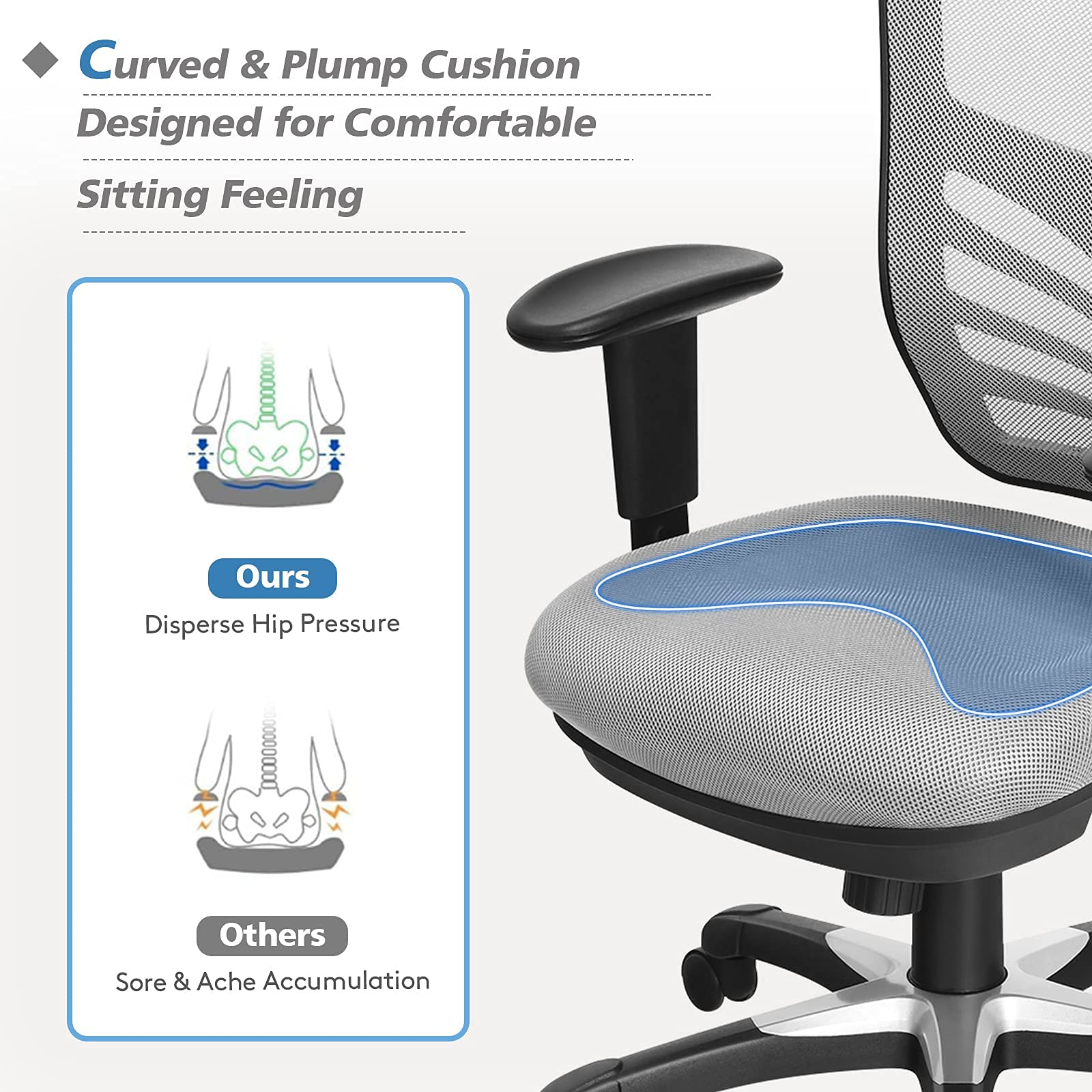 Giantex Seat Tilt Adjustment Office Chair for Working Studying Gaming