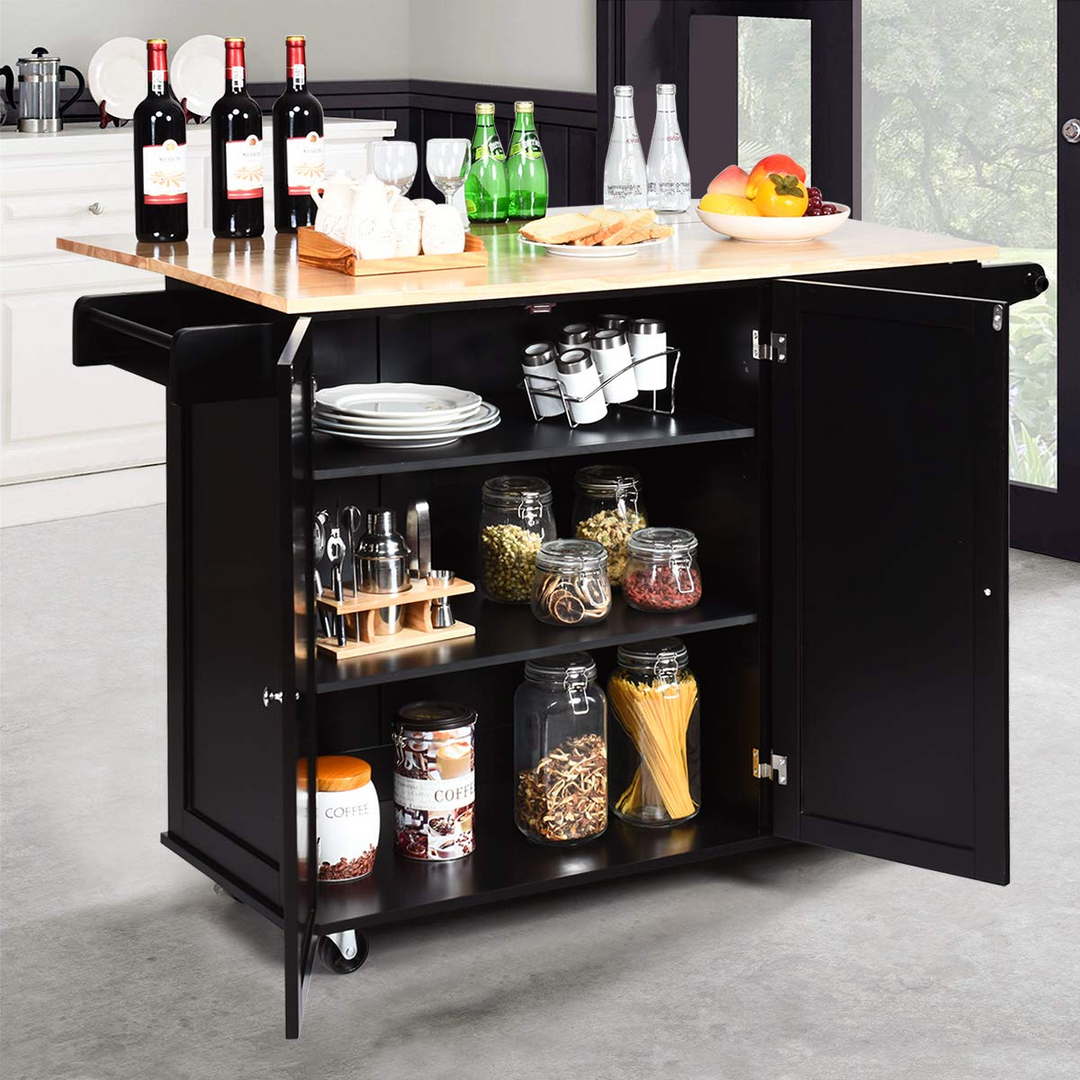 Giantex Kitchen Island Cart with Drop-Leaf Tabletop