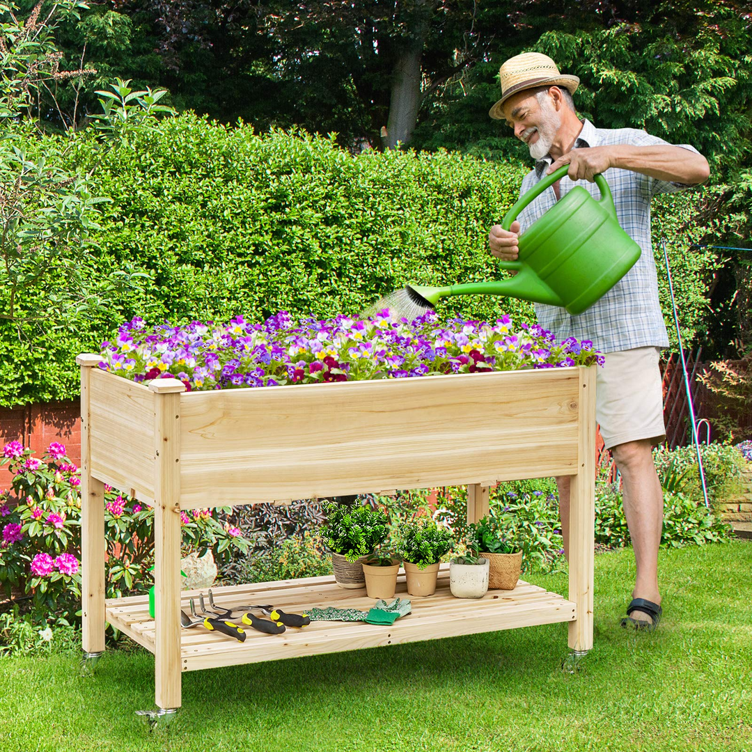 Raised Garden Bed on Wheels, 47.5" L X 23.5" W X 33" H