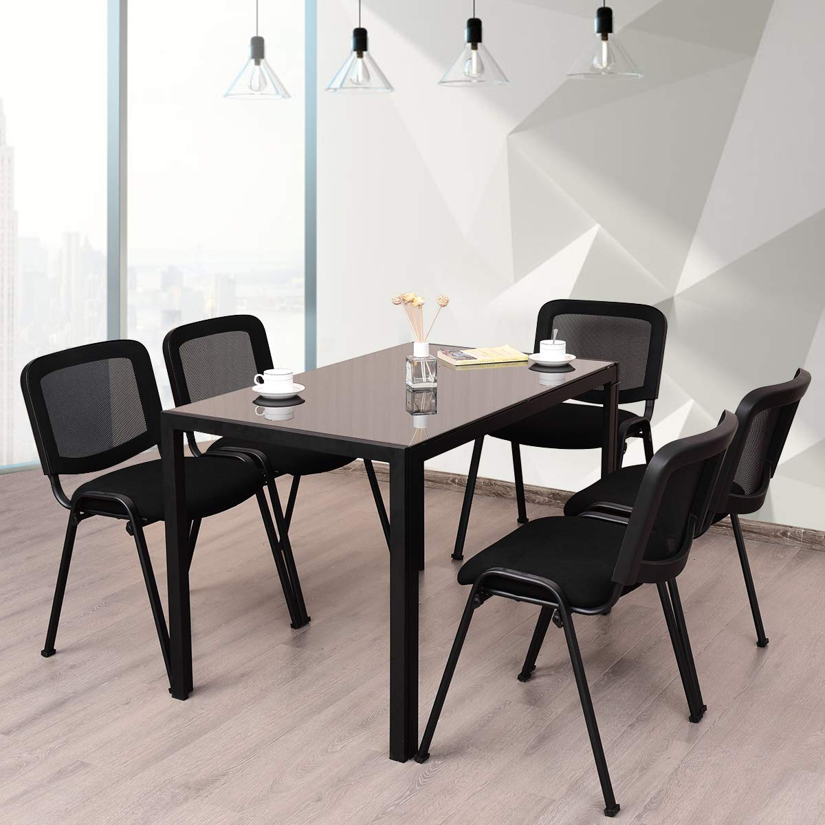 Giantex Set of 5 Conference Chair Elegant Design Stackable Office Waiting Room Guest Reception (32 H)