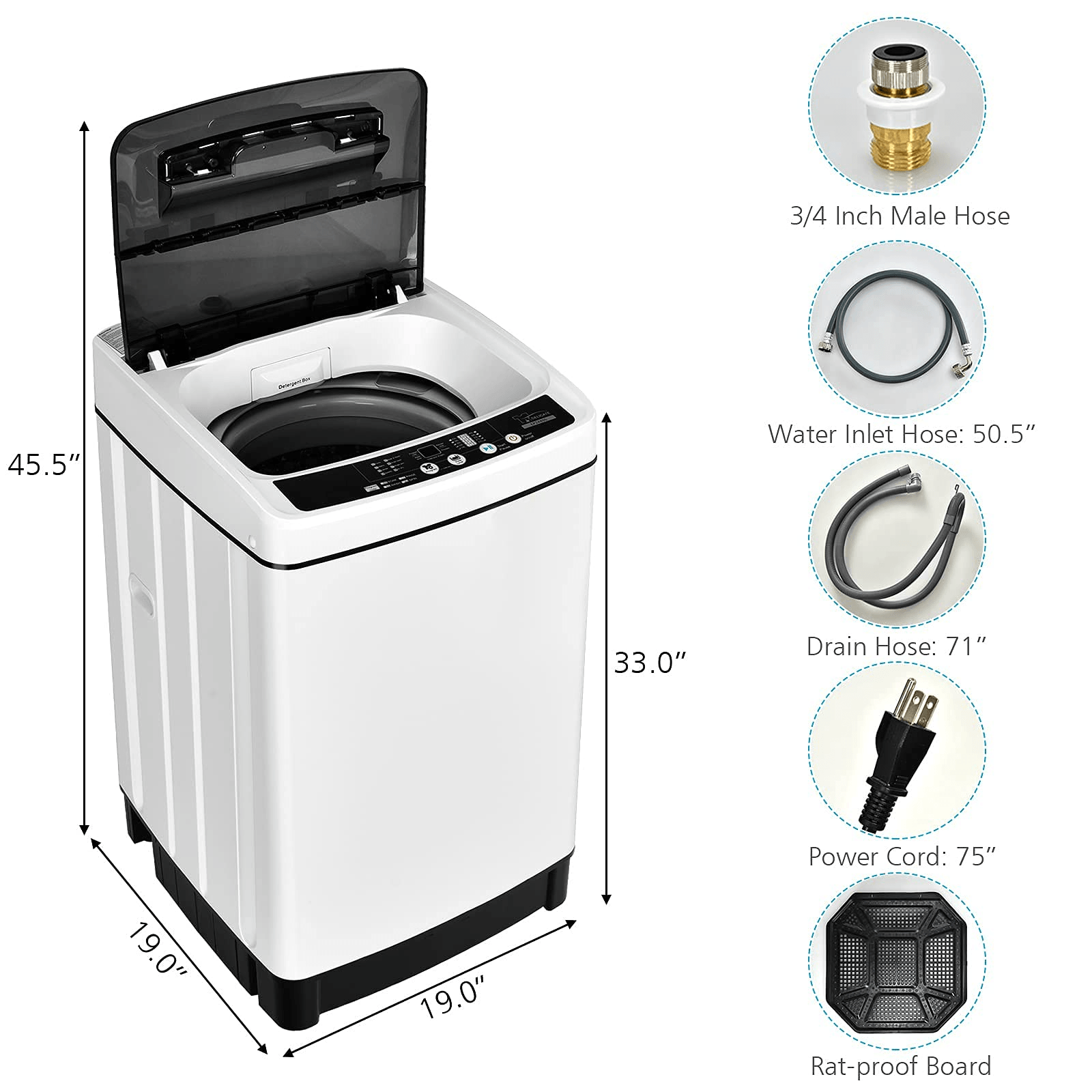 2 in 1 Portable Laundry Washer 1.5Cu.Ft 11lbs Capacity Washer and Dryer Combo - Giantexus