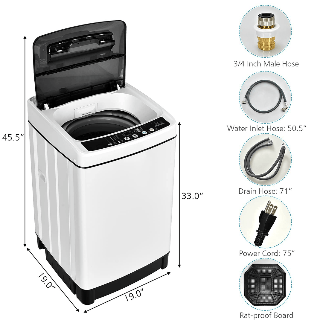 2 in 1 Portable Laundry Washer 1.5Cu.Ft 11lbs Capacity Washer and Dryer Combo - Giantexus