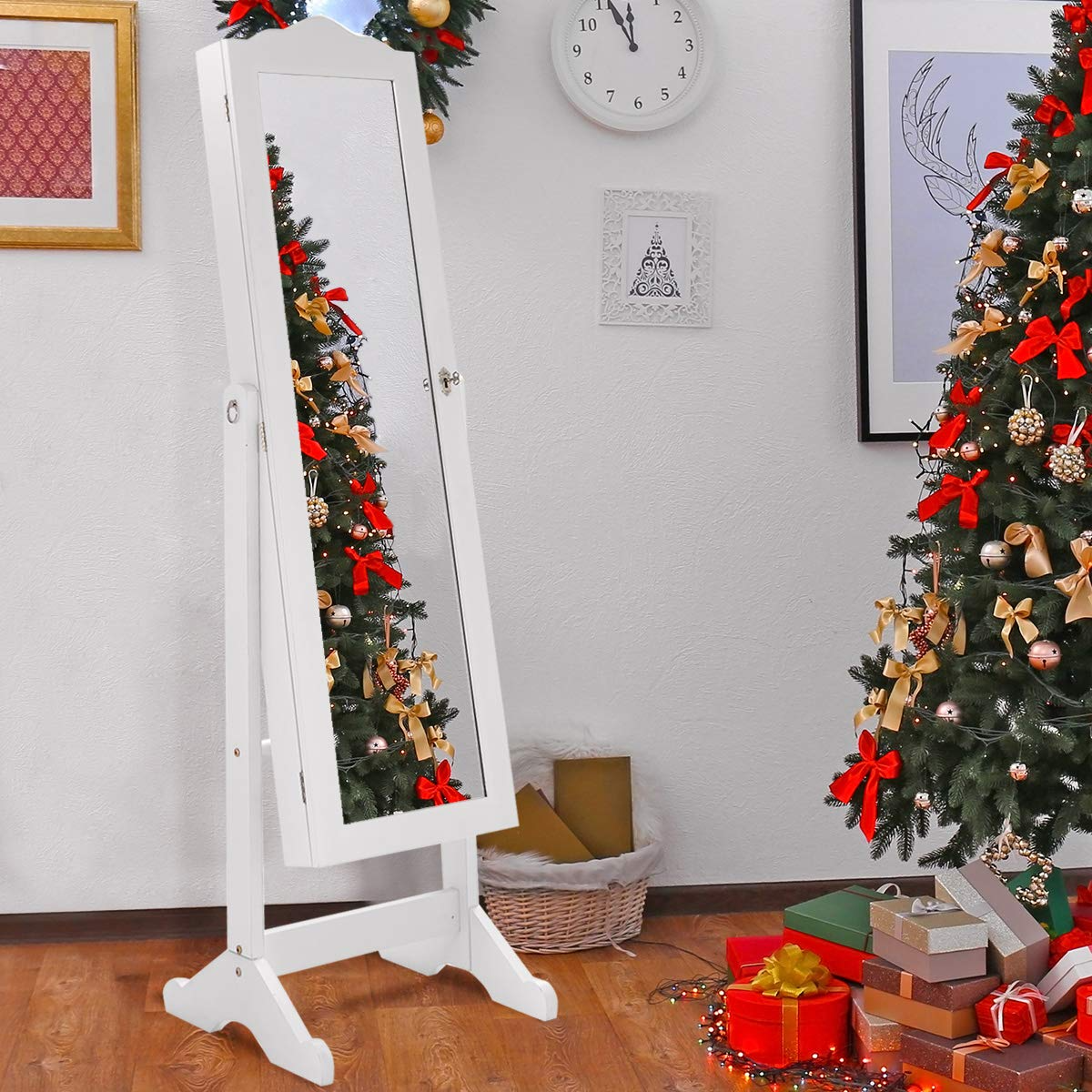 Jewelry Cabinet Armoire Lockable with Mirror - Giantex