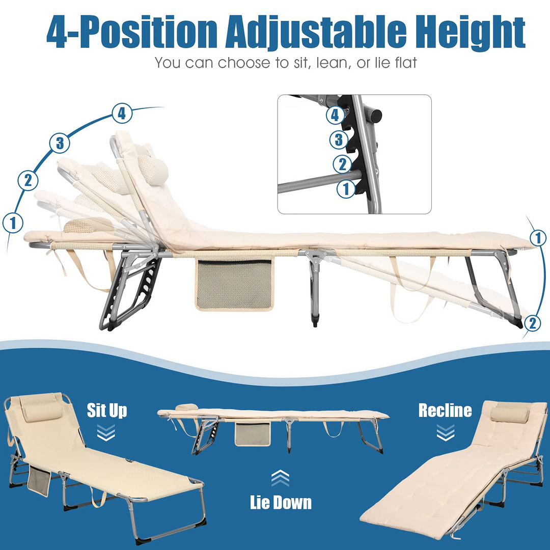 Giantex Lounge Chair Chaise Lounger, Beach Recliner with Mattress