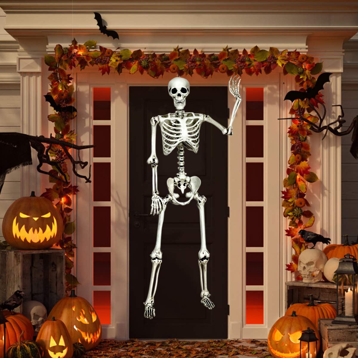 5.4 Ft Halloween Skeleton, Life Size Realistic Human Bones