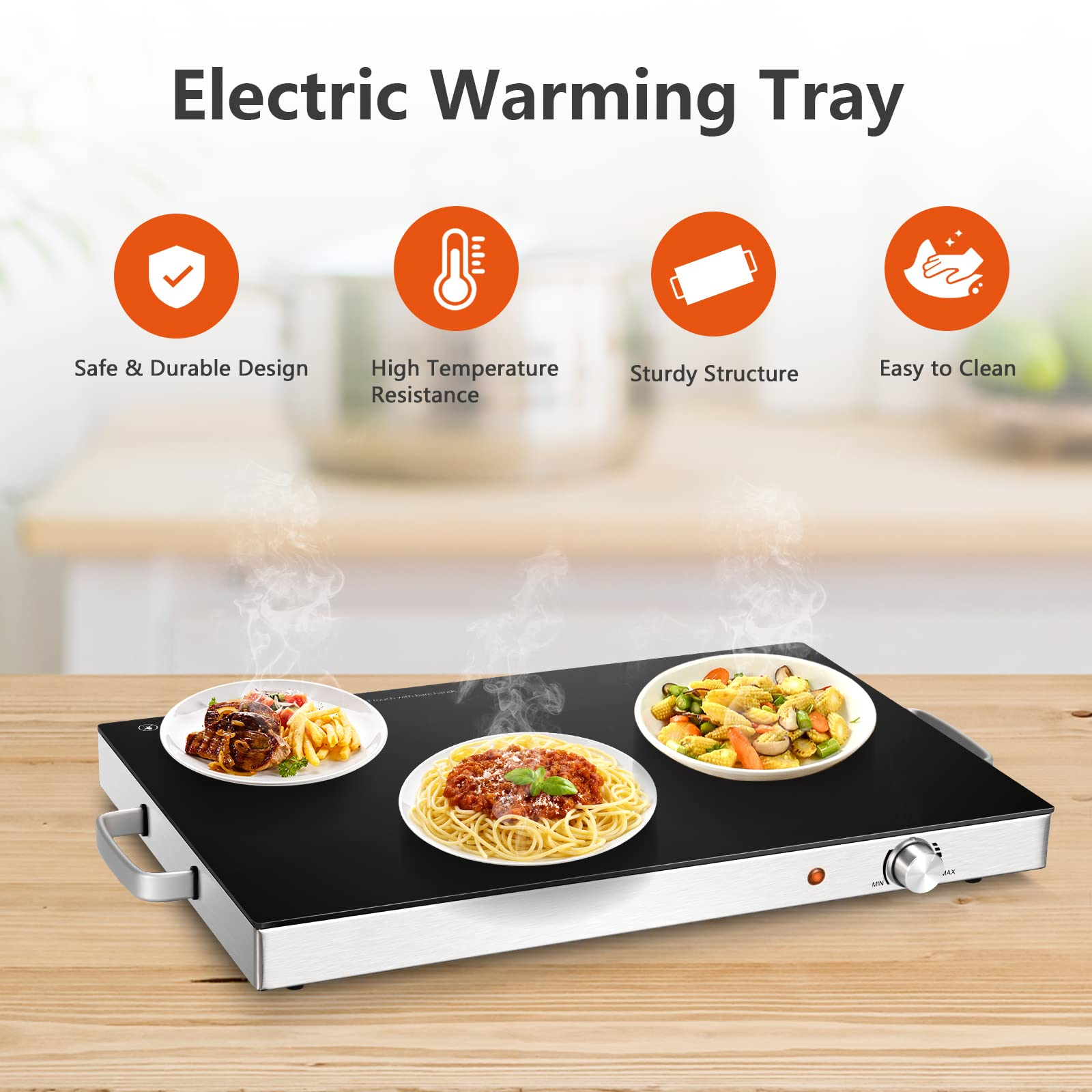 Giantex 2 Packs Electric Warming Tray, 22''x15'' Hot Plate with Adjustable Temperature Control