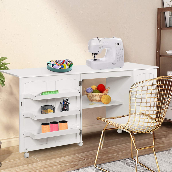 Giantex Folding Sewing Table, Large Sewing Craft Cart ( 62.5''x20''x29'')