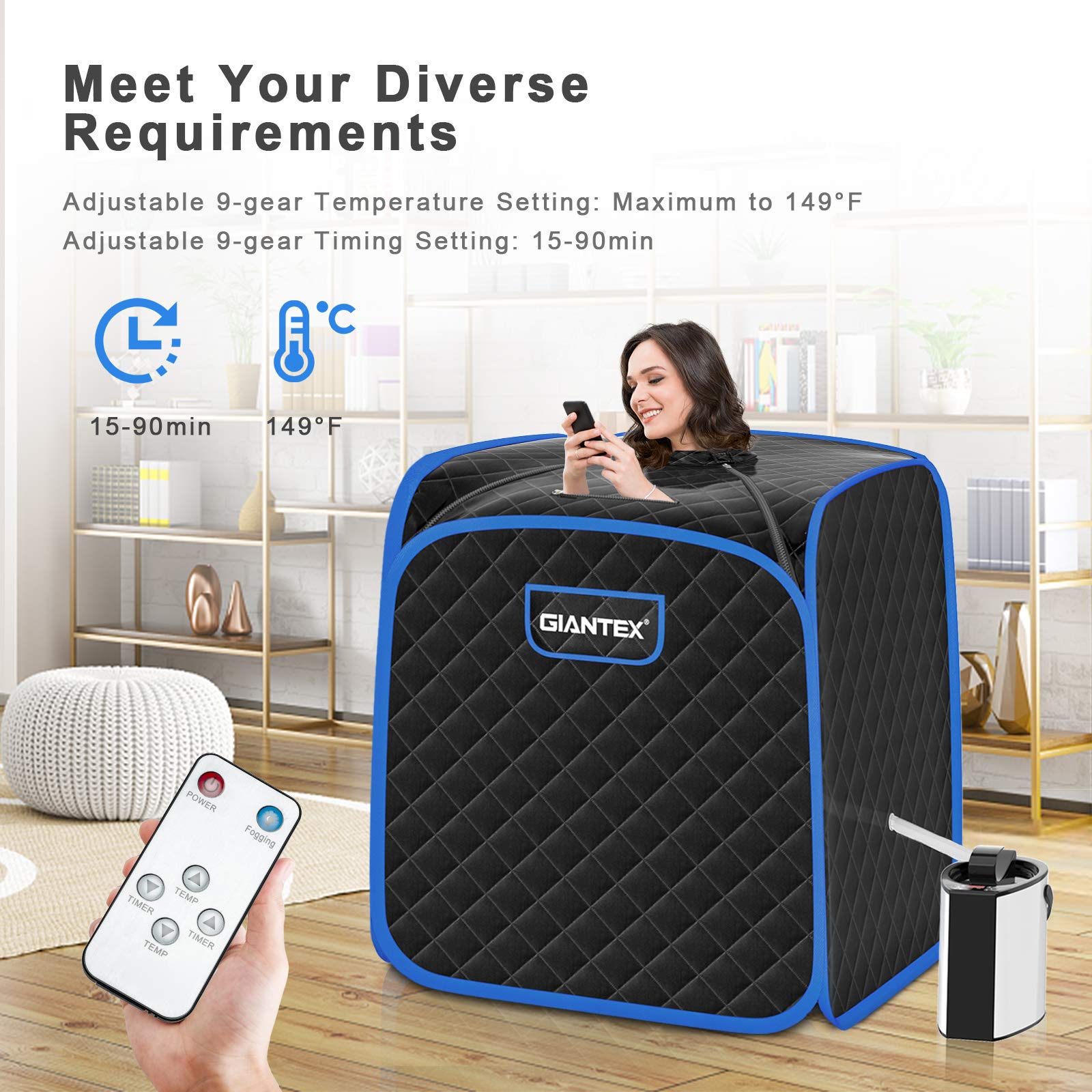 Steam Sauna Portable Therapeutic Sauna 3L Blast-Proof Remote Control