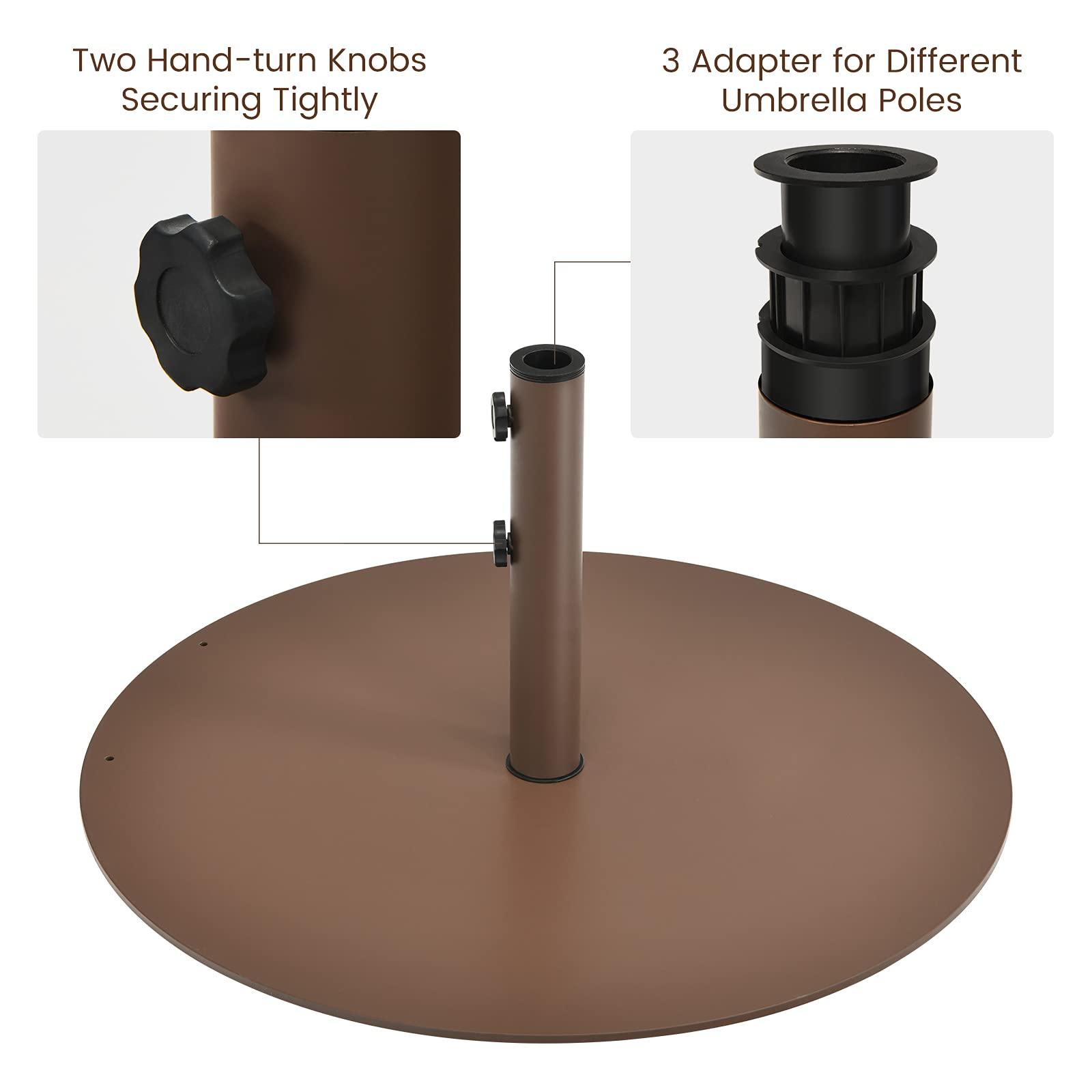 Giantex Patio Umbrella Base, 59 LBS Heavy-Duty Round Umbrella Stand, 29.5 Inch/Brown/Round - Giantexus