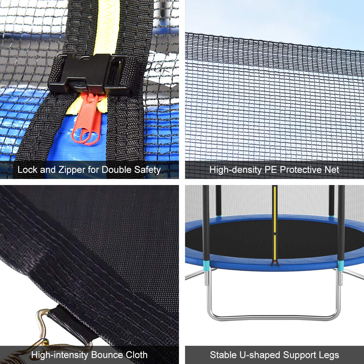 Giantex 8Ft Trampoline, ASTM Approved Outdoor Trampoline w/ Safety Enclosure Net