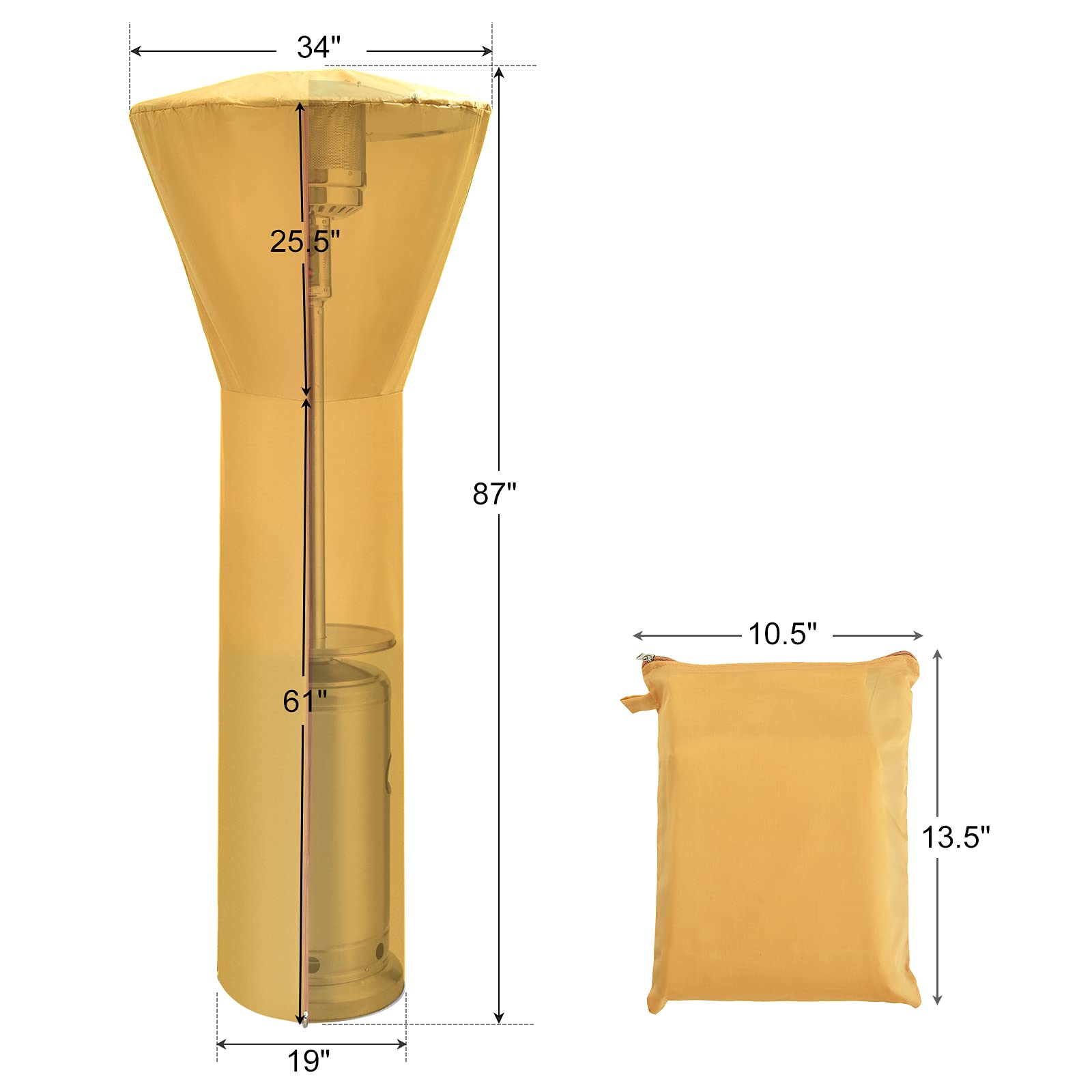 Giantex Patio Heater Cover, Standup Outdoor Round Waterpoof Heater Coverr w/Smooth Zipper & Storage Bag for Outdoor Use