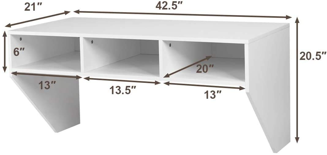 Giantex Wall Mounted Storage Cabinet and Floating Computer Desk Set W/Storage Shelves for Living Room