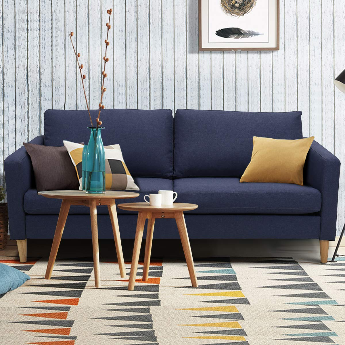 Giantex Modern Upholstered Accent Sofa, Fabric Futon Sofa Bed