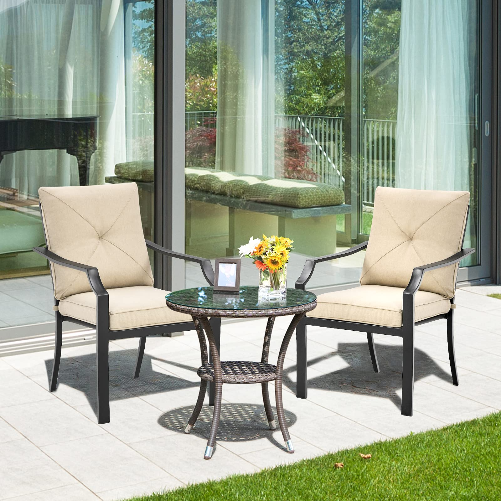 Giantex 4 Pieces Patio Chairs, Outdoor Lawn Chairs with Removable Cushions