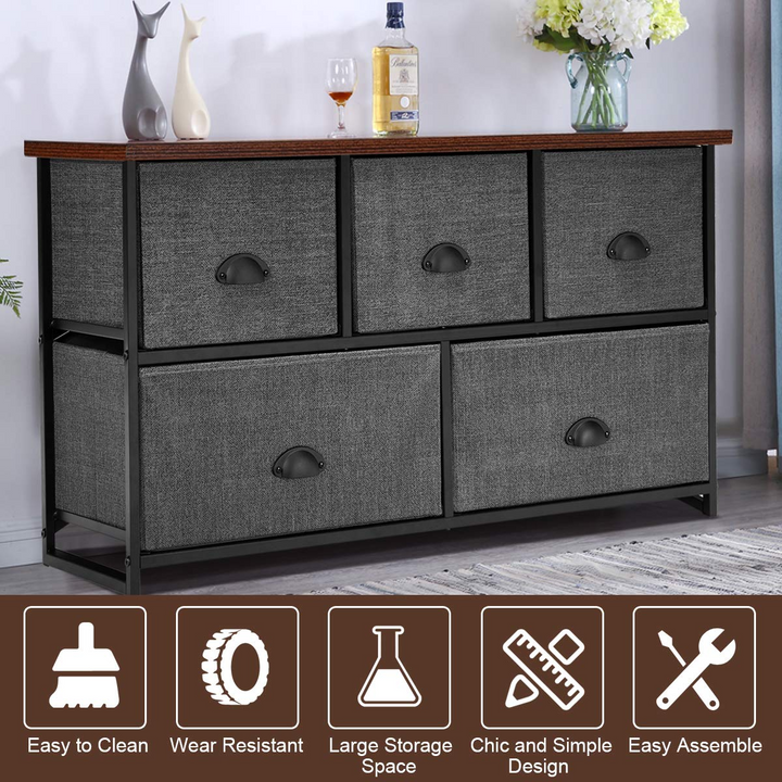 Giantex Dresser Storage Tower W/ 5 Foldable Cloth Storage Cubes