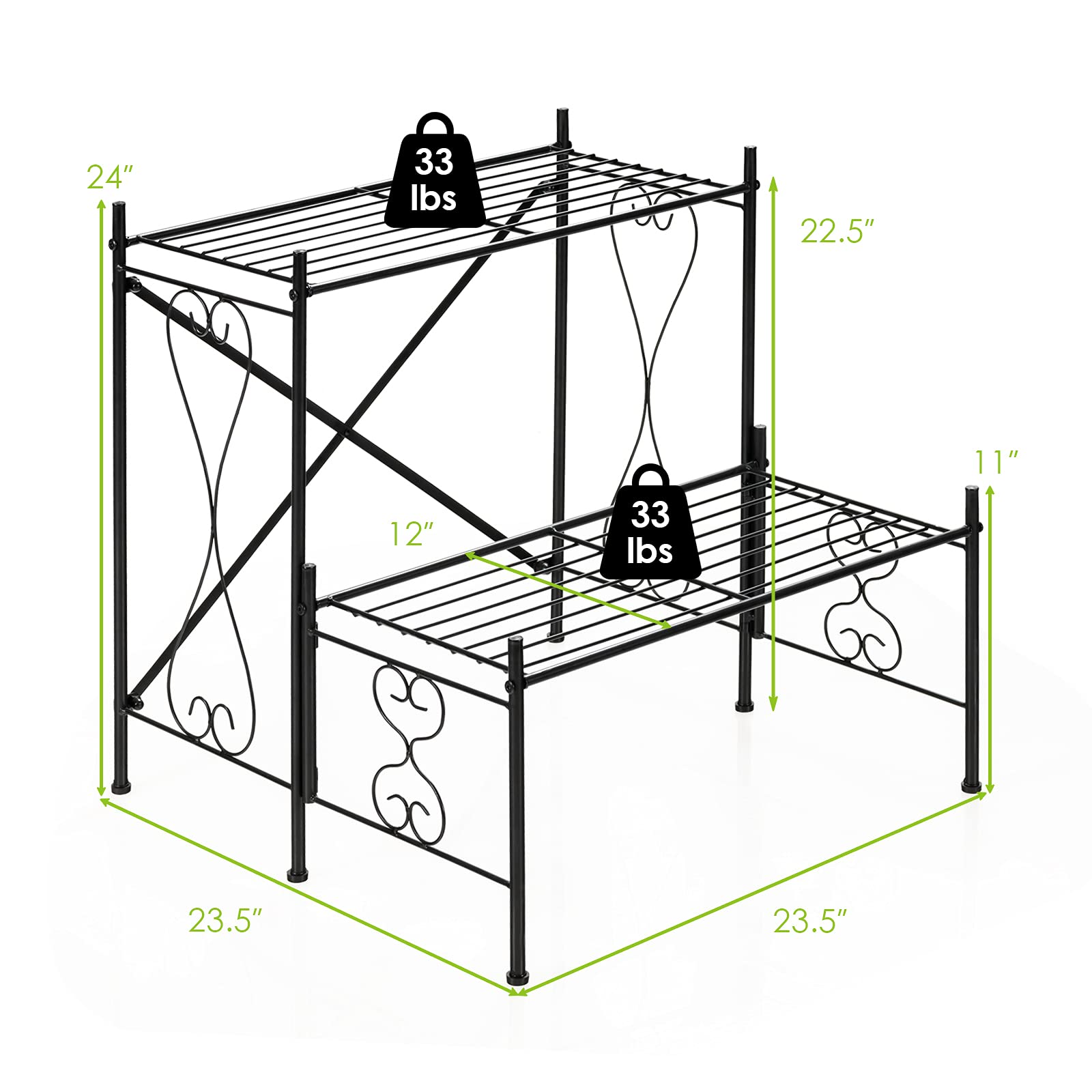 Giantex 2 Tiers Metal Plant Stand Flower Pots Holder Storage Rack