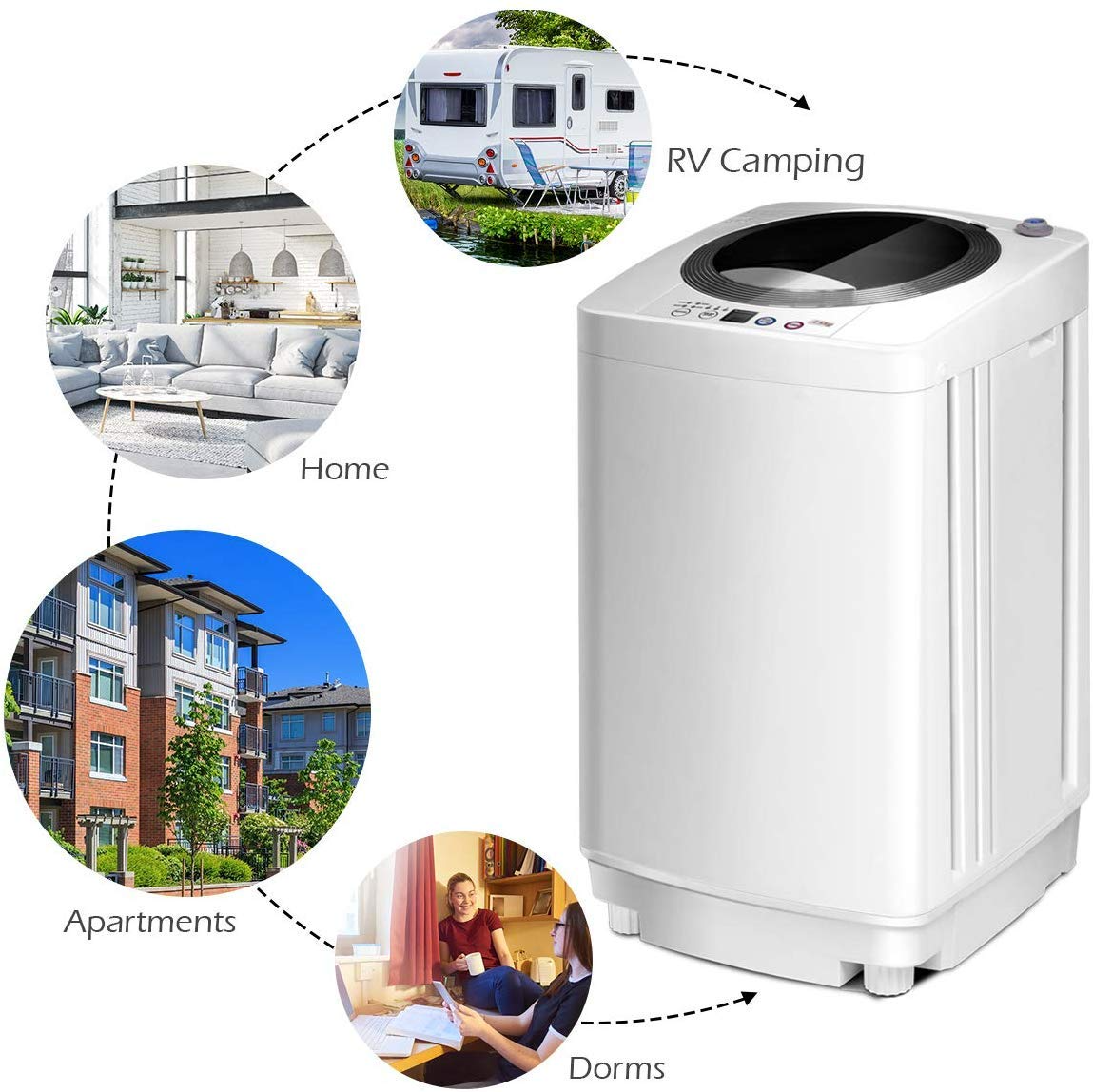 Portable 8 lbs Load Capacity Compact Full-Automatic Laundry