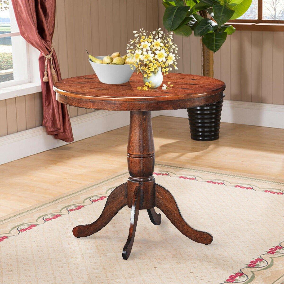 Table 30" Wooden Round Pub Pedestal Side Table (30 Inch) - Giantexus