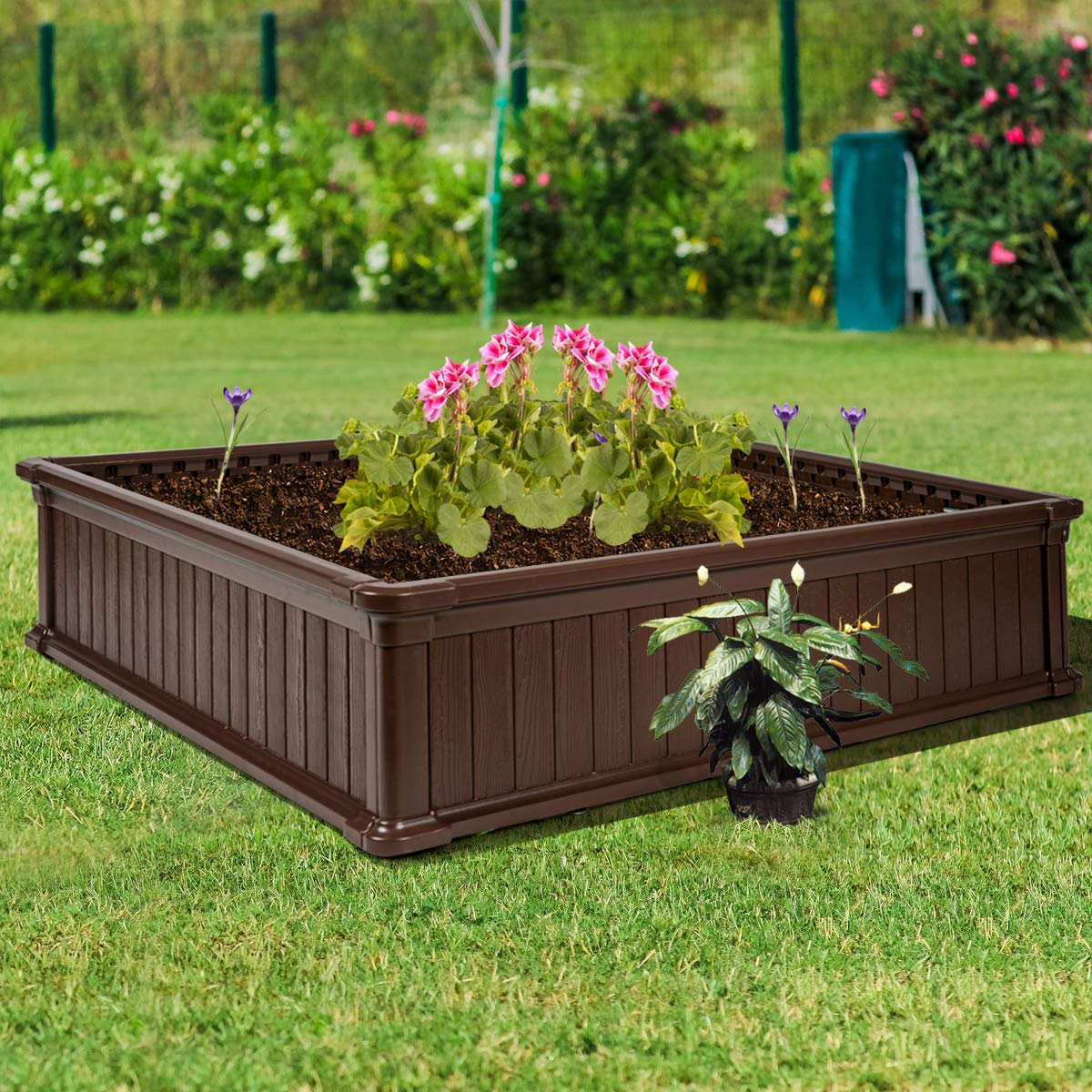 Planter for Flower Vegetables (48.5''Lx48.5''Wx12''H, Brown)