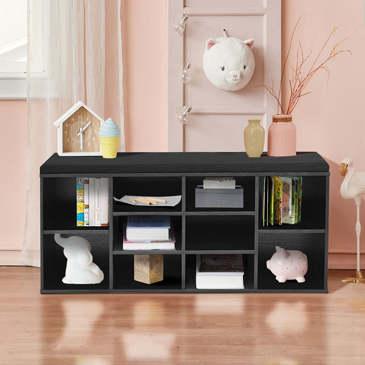 Giantex Shoe Storage Bench with Cushion, Entryway Shoe Rack Bench