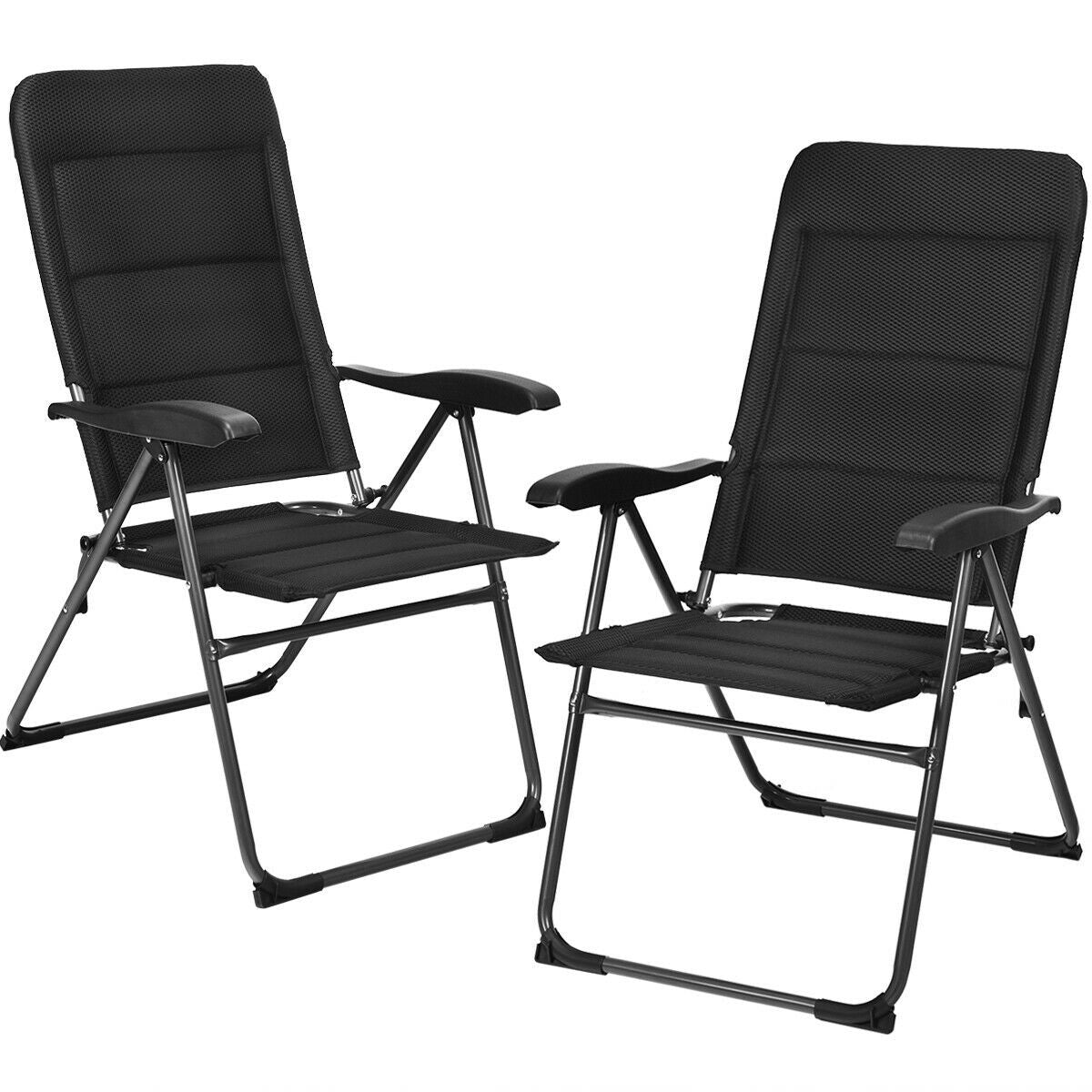 Set of 2 Patio Chairs, Folding Chairs with Adjustable Backrest