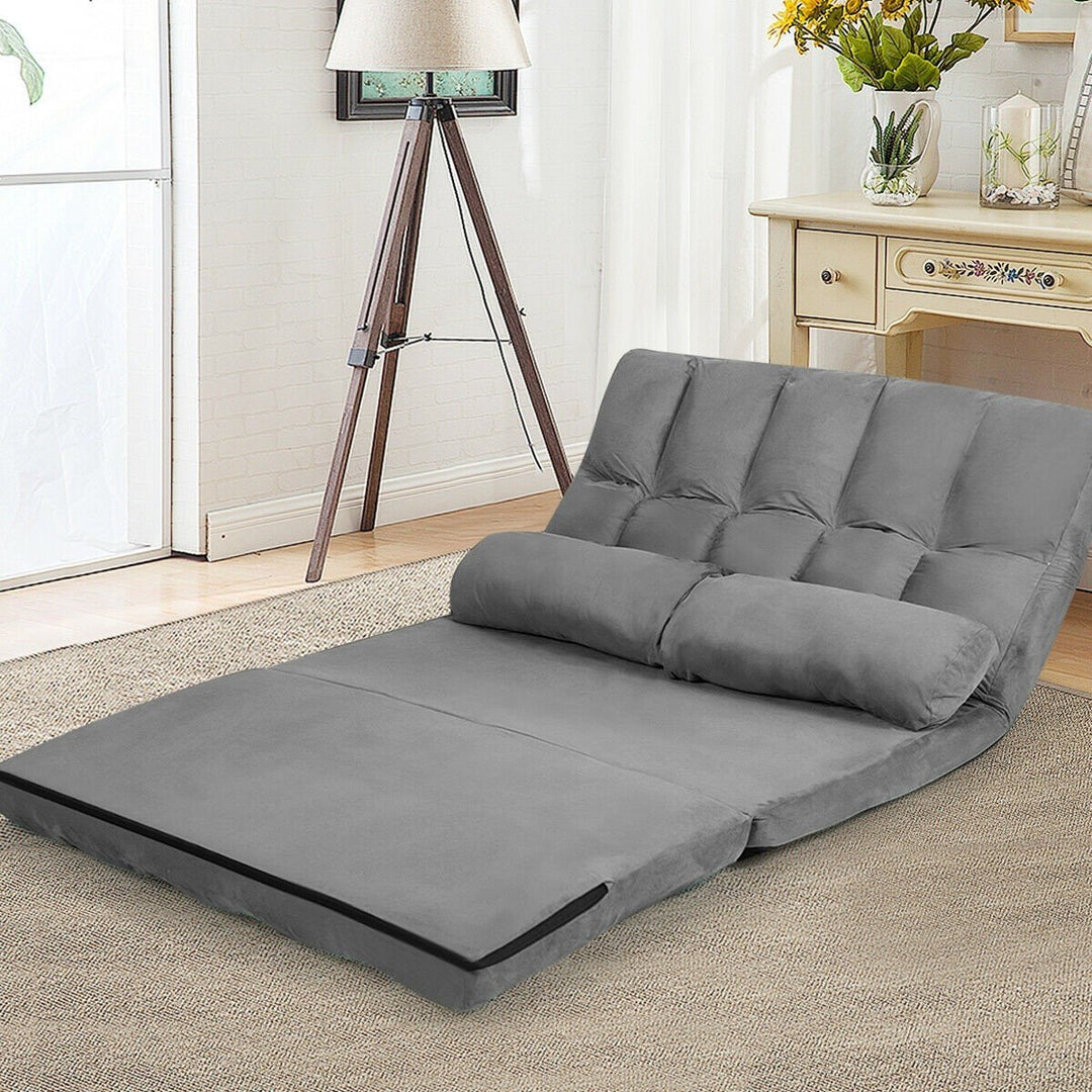 Adjustable Floor Sofa, Foldable Lazy Sofa Sleeper Bed 6-Position Adjustable,2 Pillows - Giantexus