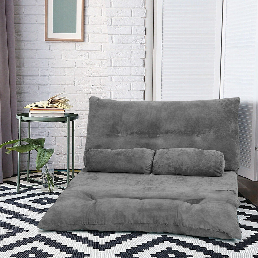 Adjustable Floor Sofa Couch with 2 Pillows, Multi-Functional 6-Position Foldable Lazy Sofa Sleeper Bed - Giantexus