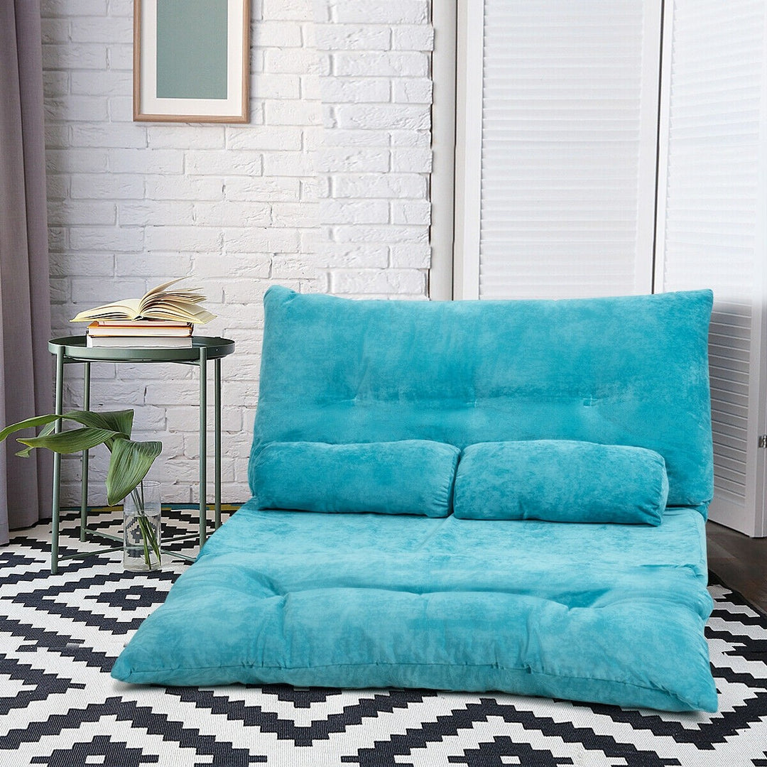 Adjustable Floor Sofa Couch with 2 Pillows, Multi-Functional 6-Position Foldable Lazy Sofa Sleeper Bed - Giantexus