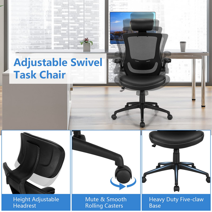 Giantex High Back Office Chair w/Flip up Armrest