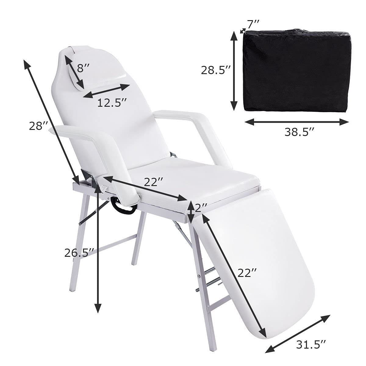 Giantex 73 Portable Tattoo Parlor Spa Salon Facial Bed Beauty Massage Table Chair