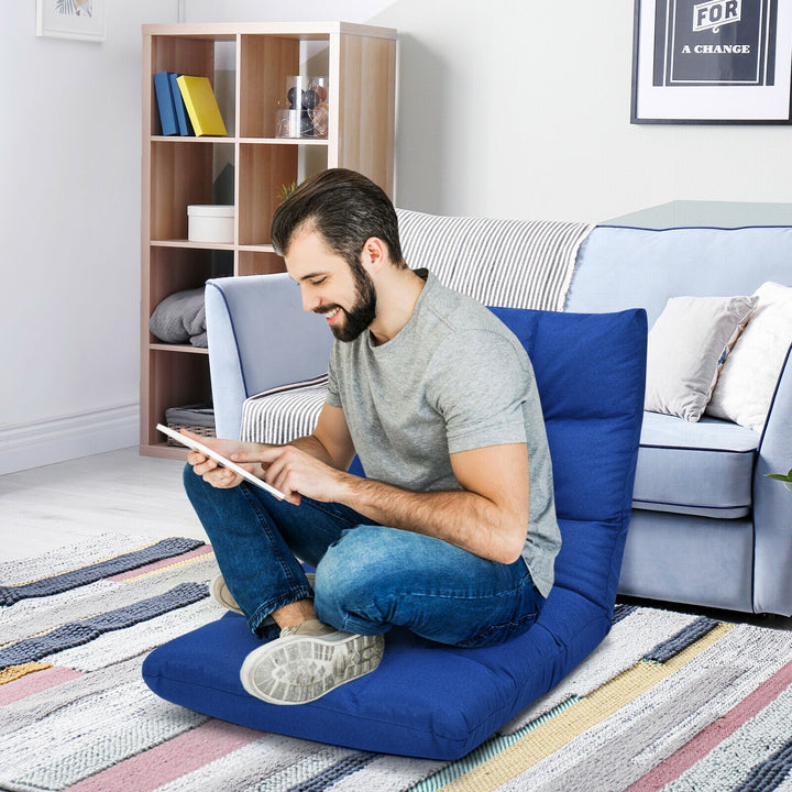 Adjustable Floor Gaming Sofa Chair 14-Position Cushioned Folding - Giantexus