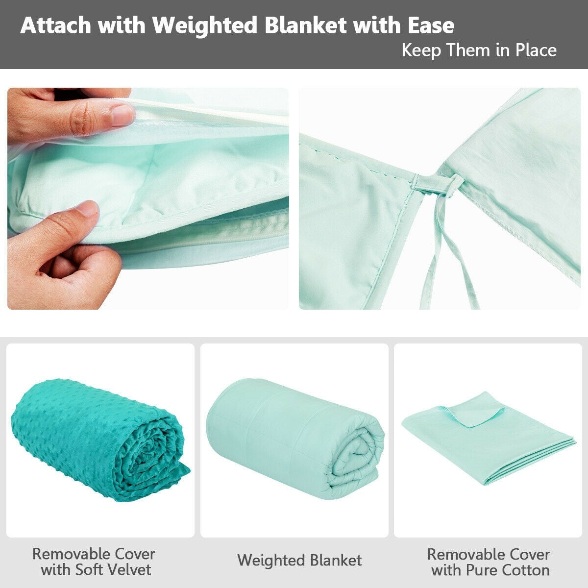 Giantex Kids Weighted Blanket with Duvet Covers, Hot and Cold Duvet Cover Set, 60 " x 41" | 7lbs