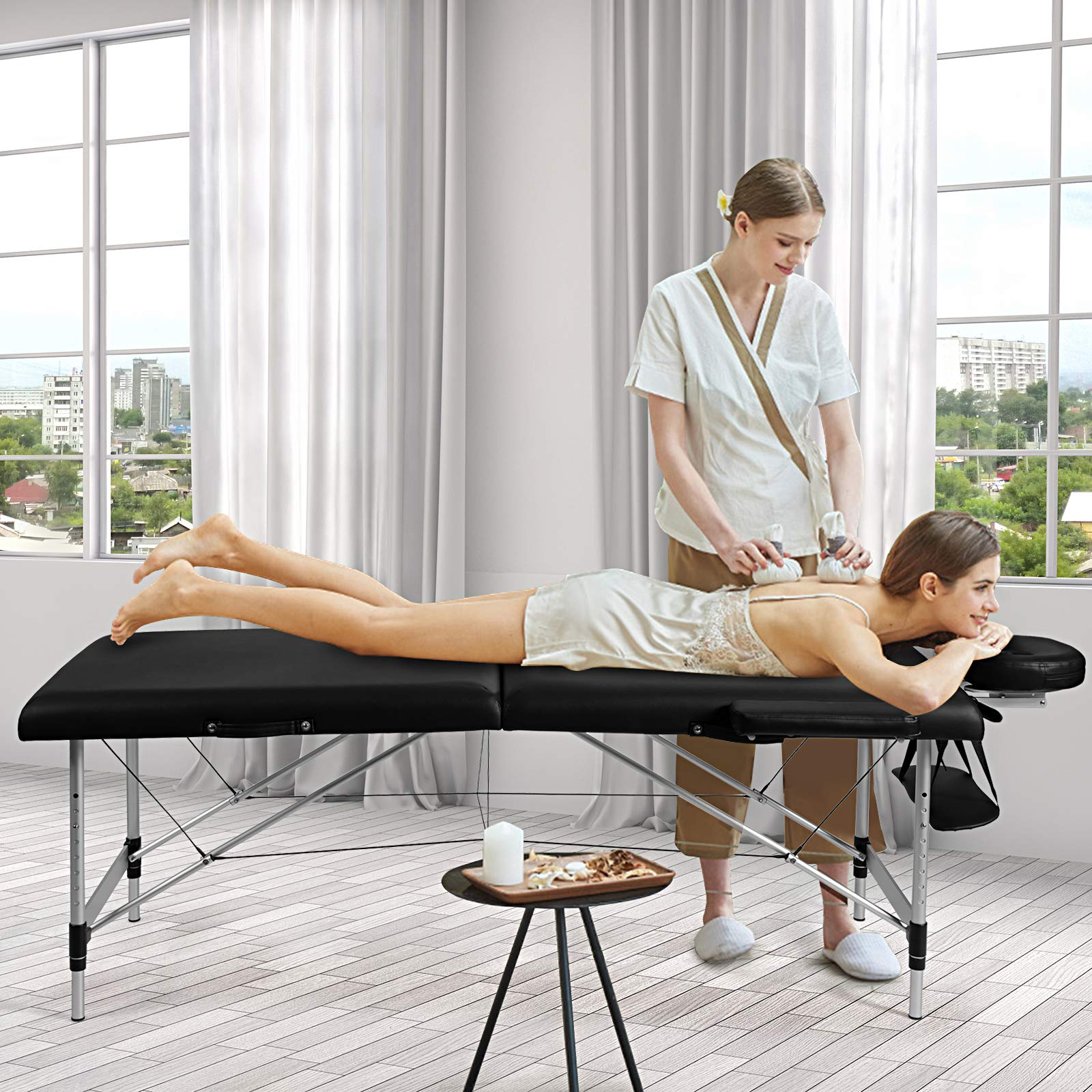 Giantex Portable Massage Table 84inch, Folding Lash Bed Aluminium Frame